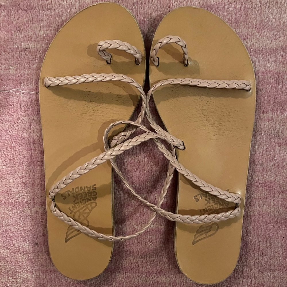 Ancient Greek Pink Leather Sandals